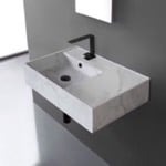 Scarabeo 5114-F Marble Design Ceramic Wall Mounted or Vessel Sink With Counter Space